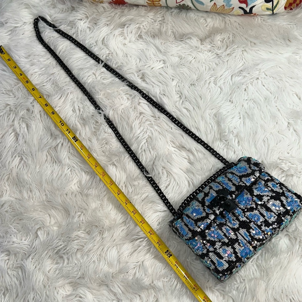 Kurt Geiger • Brixton Lock Iridescent Leopard Print Chain Strap Purse - Picture 12 of 15